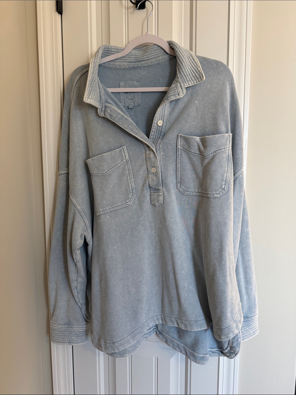 aerie Light Blue Collared Pullover Sweater